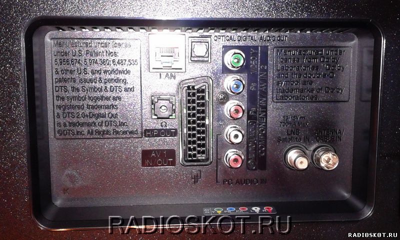 Входы телевизора LG 42LN570V