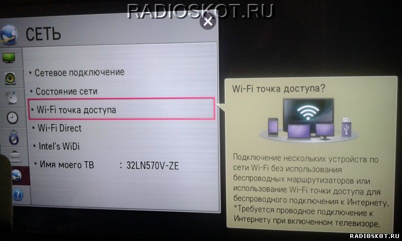 телевизор находит Wi-Fi маршрутизатор