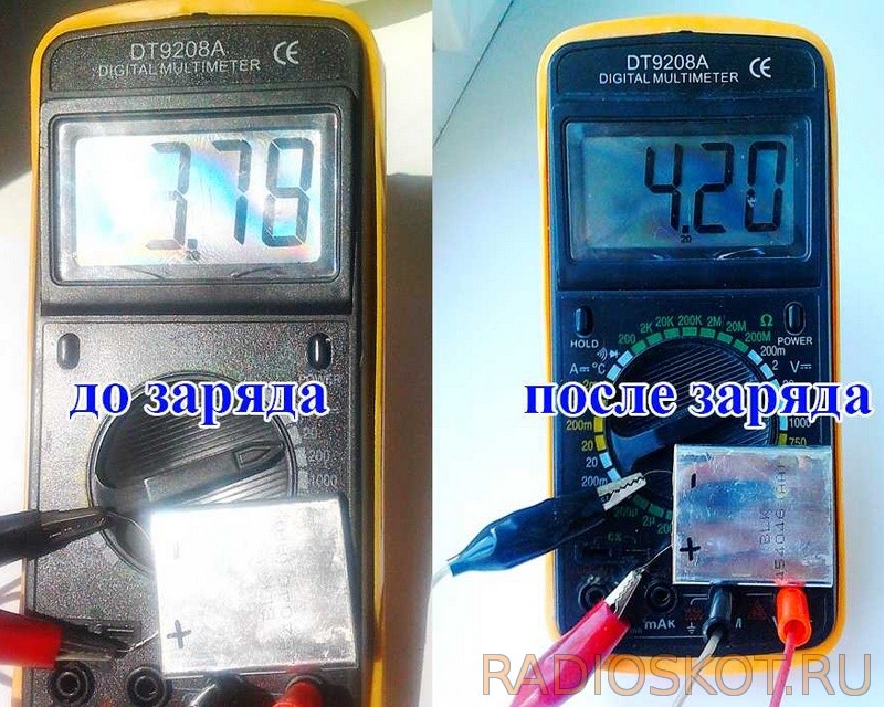 измерение вольтажа li-ion аккумулятора