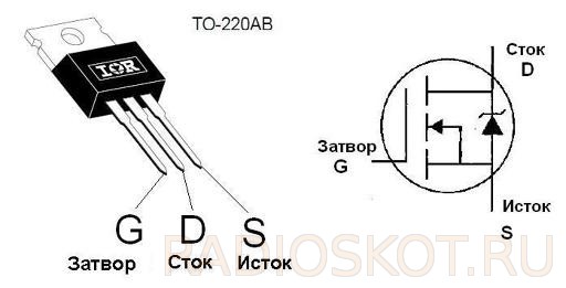 Распиновка транзистора IRFZ44V