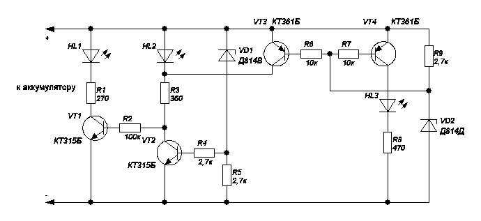 схема led индикатора напряжения