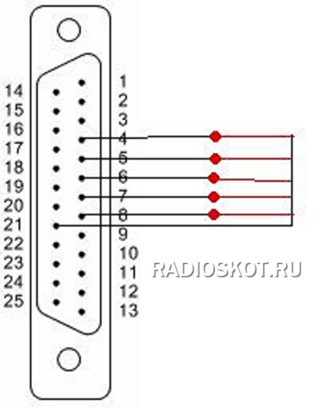 Схема подключения светодиодов к порту компьютера - простая схема