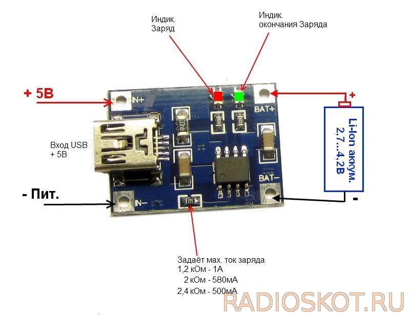 ЗАРЯДНОЕ НА МИКРОСХЕМЕ TP4056 - плата ЗУ