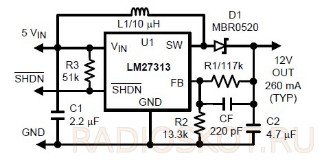 Типовая схема LM27313XMF